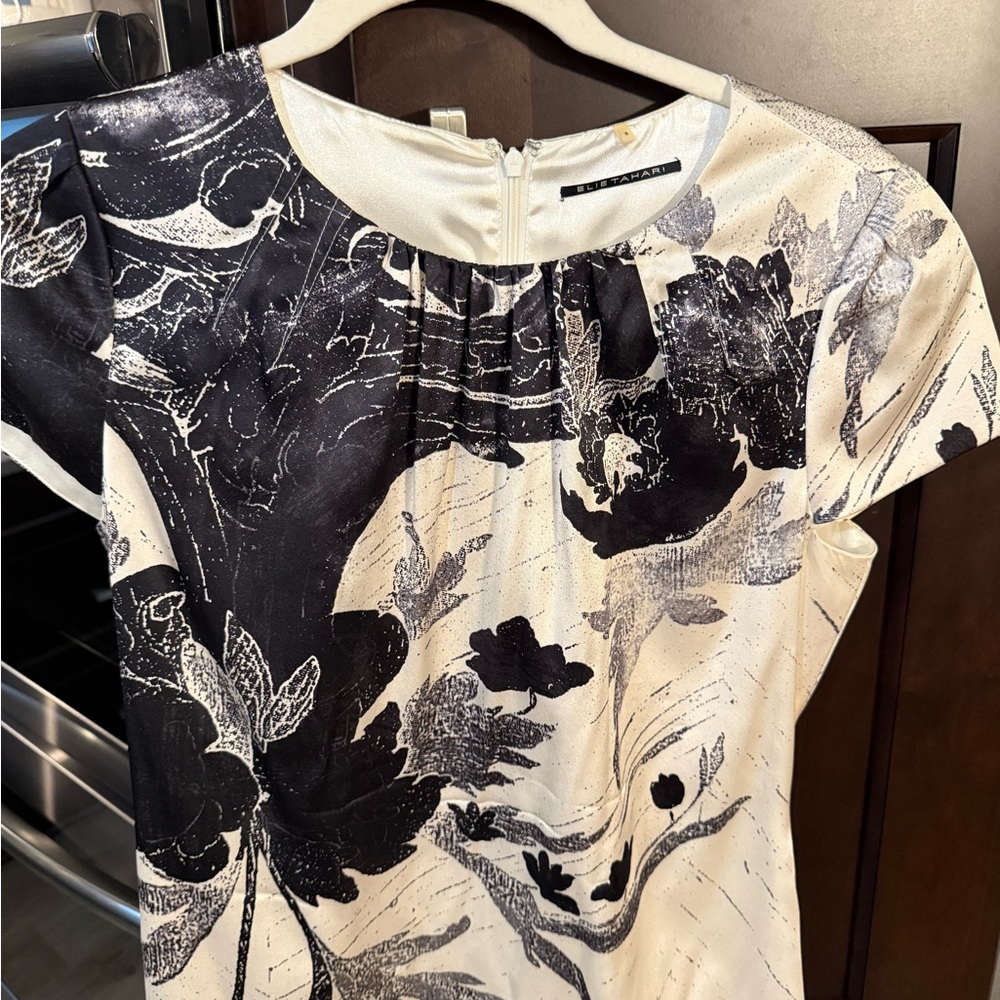 Elie Tahari Floral Black and White Women's Top